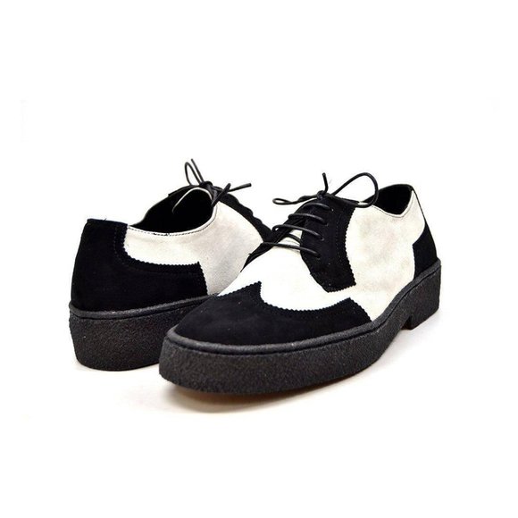British Walkers Men's Wingtips Low Cut Suede Black & White - Picture 1 of 10
